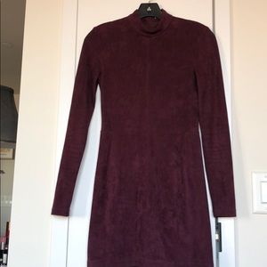 Kittenish Maroon MicroSuede Mini Dress - XS